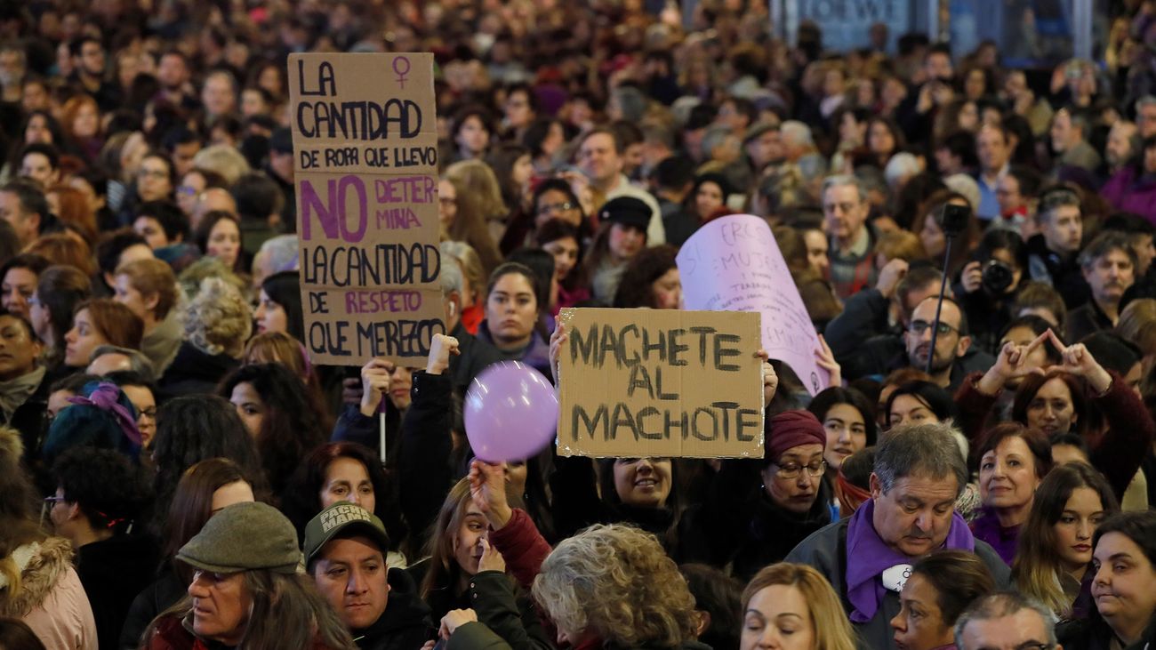 Detalle de la manifestación madrileña del 8-M