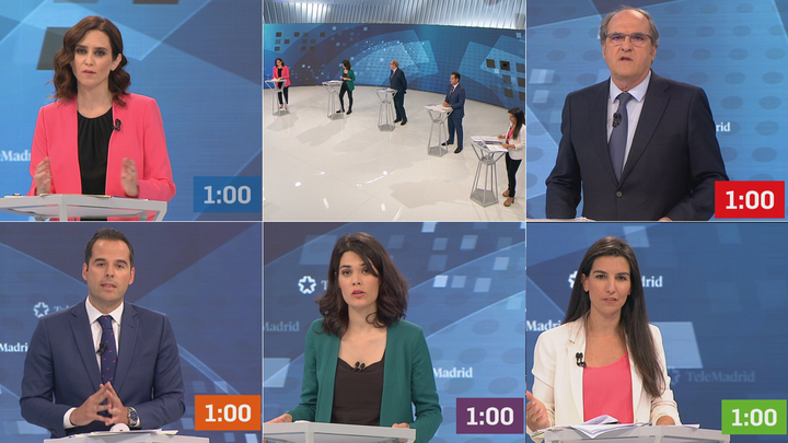 El minuto de oro de los candidatos a la Comunidad de Madrid