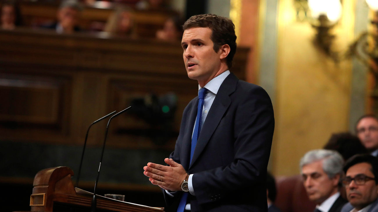 Pablo Casado durante su intervención en el Pleno de Investidura