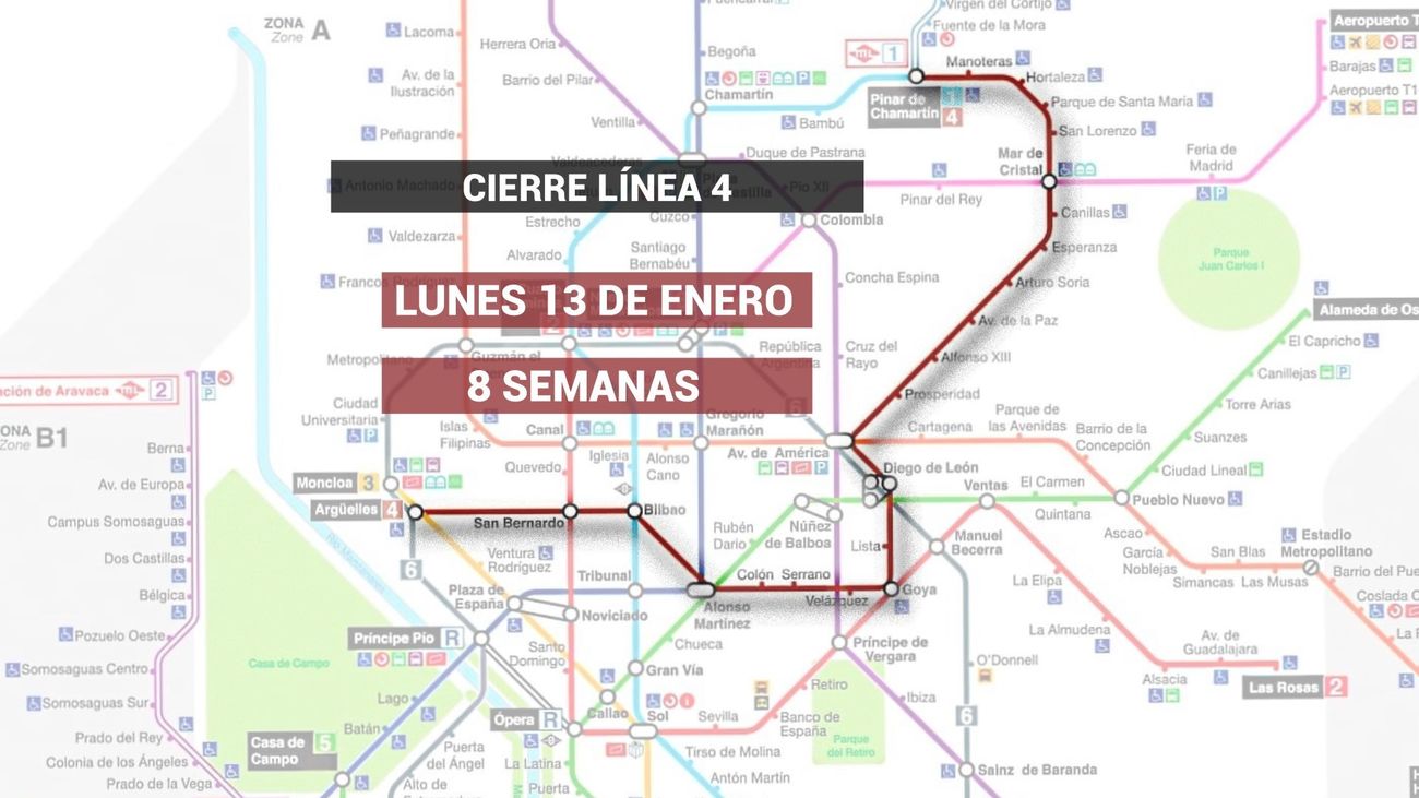 Metro reforzará las líneas 1, 2 y 6 durante el cierre de la línea 4