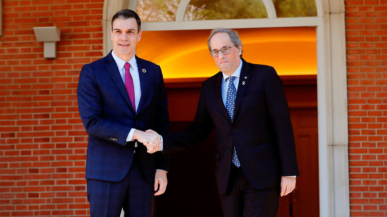 Pedro Sánchez y Quim Torra en La Moncloa
