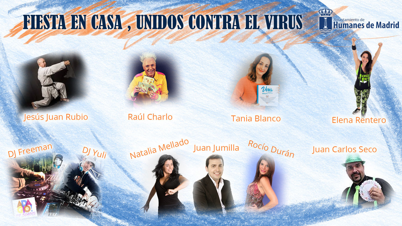 Cartel de 'Fiesta en casa, unidos contra el virus'