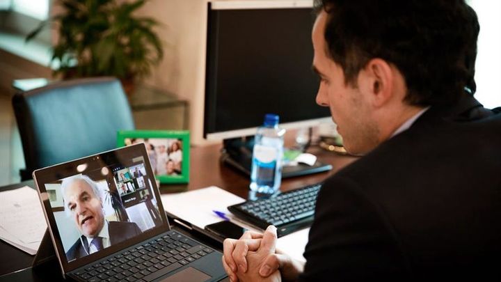 Ignacio Aguado, durante una teleconferencia