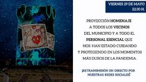 Arroyomolinos rinde homenaje a los servicios esenciales con la proyección de un 'vídeo mapping'